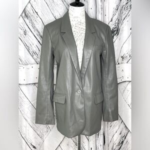 BB DAKOTA Faux Leather Blazer Jacket Gray S